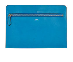 Fendi Zipped Pouch, Leather, Blue, 2*